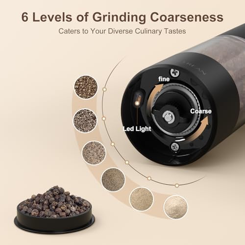 Ultrean Electric Salt and Pepper Grinder Set, Rechargeable,White&Black - Image 3