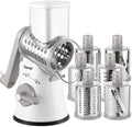 Geedel Rotary Cheese Grater Vegetable Shredder With 6 Interchangeable Blades No Slip Suction Base, Mandoline Slicer & Food Chopper for Cheese, Ice, Nuts, Vegetables, Veggie by Geedel