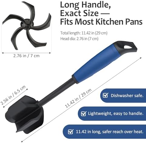 Ourokhome Meat Chopper and Potato Masher, Heat Resistant Nylon Ground Beef Smasher for Hamburger, 5 Curved Blades Nonstick Safe Mixer & Stirrer, Practical Kitchen Gadgets, Navy. - Image 5