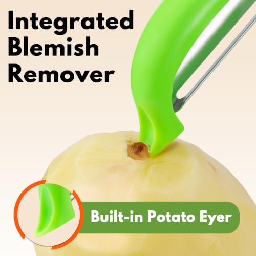 Rainspire Vegetable Peeler Potato Peelers for Kitchen, Sharp Stainless Steel Blades Veggie, Comfortable Handle Fruit Peeler, Carrot Peeler Apple Peeler Dishwasher Safe (2, Green) - Image 5