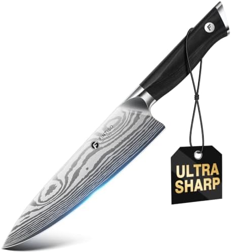 FINTISO 8 Inch Japanese Chef Knife,2026 New Upgrade Kitchen Knife High CarbonJapanese Powder Steel Kitchen Knife with Ergonomic Sakuragi Handle Chef Knives Set by FINTISO
