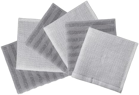 Bumble Premium Dish Cloths 13"x13" (6 Pack) | 100% Natural Ring Spun Cotton | 400 GSM | Highly Absorbent & Soft |Yarn Dyed & Solid Dyed Terry Dish Cloth Set - Grey - Image 3