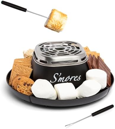 Nostalgia Tabletop Indoor Electric S'mores Maker - Smores Kit With Marshmallow Roasting Sticks and 4 Trays for Graham Crackers, Chocolate, and Marshmallows - Movie Night Supplies - Black by Nostalgia