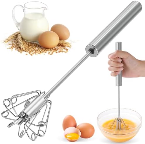 2026 Upgraded Semi-Automatic Stainless Steel Egg Beater – Hand Push Whisk for Baking, Cooking & Stirring – Perfect for Whisking Eggs, Batters & Creams – Effortless Mixing for Quick, Smooth (12in) by Unknown