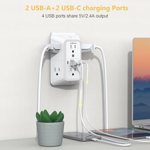 Wall Outlet Extender with Night Light, Power Plug Adapter Multi Plug Outlet Surge Protector with 4 USB Charging Ports (2 USB C), Adapter Spaced Outlets for Home Travel Office-ETL - Image 6