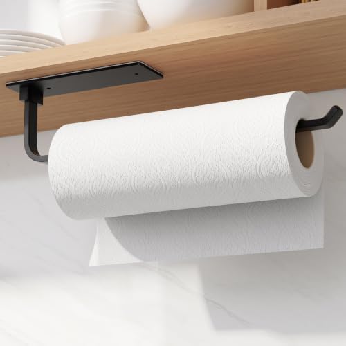 Paper Towel Holder Under Cabinet, Self-Adhesive or Drilling, Matte Black by niffgaff
