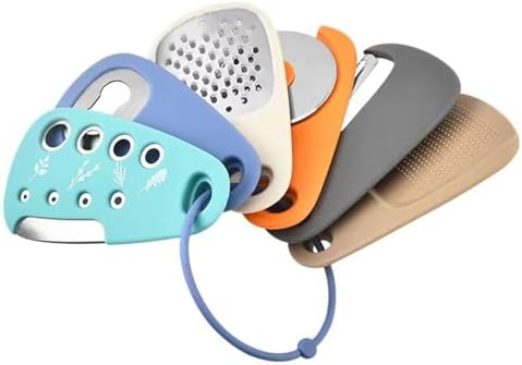 Kitchen Gadgets Set 6 Pieces, Space Saving Cooking Tools Kitchen Accessories-Garlic Grinder, Cheese Grater, Vegetable Peeler, Pizza Cutter, Herb Stripper, Bottle Opener, Gadgets Gift Set (Multicolor) by WMM