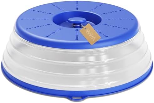 WVM Microwave Splatter Cover Vented for Food with Hook Hole, Splatter Guard & Colander Kitchen Gadget for Food, Meal Prep, Blue, M(11"x3.26")-Pack of 1 by WVM