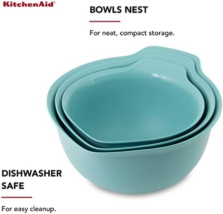 KitchenAid Universal Nesting Plastic Mixing Bowls with Non Slip Base and Pour Spout, Dishwasher Safe, 2.5, 3.5 and 4.5 quart, Aqua Sky, Set of 3 (Pack of 2) - Image 4