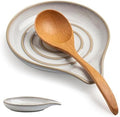 Ceramic Spoon Rest for Stove Top, Large Spoon Holder for Kitchen Counter, Heat-Resistant & Easy to Clean, Non-Stick Spatula Holder for Cooking, Coffee Spoon, Kitchen Decor, White by Cormomu