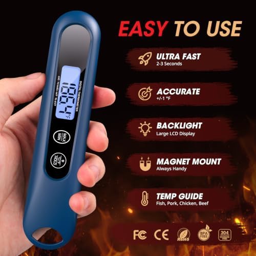 Meat Thermometer Digital – Instant Read Food Thermometer for Cooking Blue - Image 2