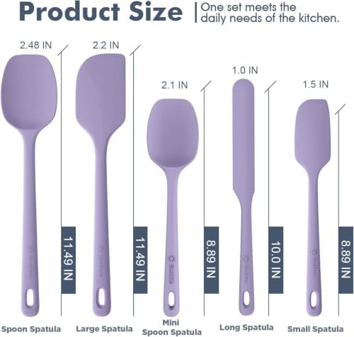 ChefAide 5 Pieces Silicone Spatulas Set, Heat Resistant Rubber Spatula - Image 2