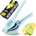 Zulay Kitchen Metal 2-in-1 Lemon Squeezer - Sturdy Max Extraction Hand Juicer Lemon Squeezer Gets Every Last Drop - Easy to Clean Manual Citrus Juicer - Easy-Use Lemon Juicer Squeezer - Blue/Purple by ZulayKitchen