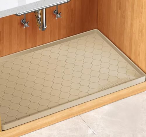 Winisok Waterproof Under Sink Mat 40" x 22", Silicone Mat, Beige by Winisok