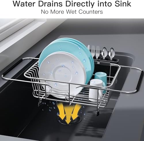JASIWAY Sink Small Dish Drying Rack with Utensil Holder, for RV, Apartment - Image 6
