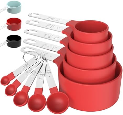 Measuring Cups & Spoons Set, Stackable Cups and Spoons by TILUCKBringsGoodLuck