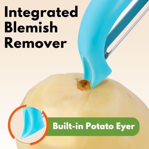 Rainspire Vegetable Peeler Potato Peelers for Kitchen, Sharp Stainless Steel Blades Veggie, Comfortable Handle Fruit Peeler, Carrot Peeler Apple Peeler Dishwasher Safe, Blue, 1-Pack - Image 5