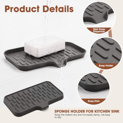 CAKETIME 2 Pack Silicone Soap Dish with Drain Spout for Bathroom Shower Caddy Kitchen Counter Bar Sponge Holder Drying Rack Sink Organizer Essentials Apartment Home Household Must Haves 2026 - Image 5