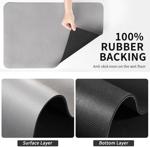 HotLive Dish Drying Mat for Kitchen Counter, Heat Resistant Drainer Mats with Non-slip Rubber Backed, Hide Stain Kitchen Super Absorbent Draining Mat, Easy to Clean Dish Rack Pad, Grey 18"x28" - Image 5