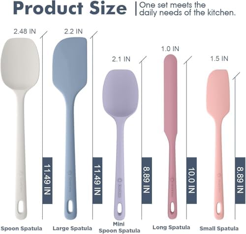 ChefAide 5 Pieces Silicone Spatulas Set, Heat Resistant Rubber Spatula - Image 2
