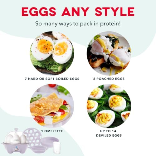 Dash Rapid Egg Cooker, 7 Eggs, Hard Boiled, Poached & Omelettes, Lavender - Image 4