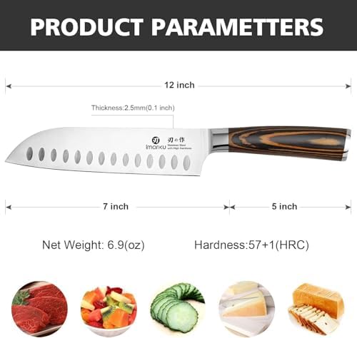 Imarku Santoku Knife 7 Inch Japanese Style Sharp Edge Design Kitchen Knife - Image 5