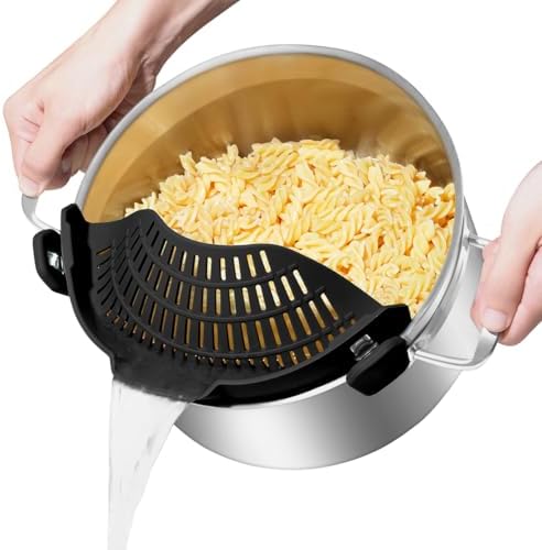 AUOON Pot Strainer Clip on Silicone, Large 10.45 x 4.33 in, Black by AUOON