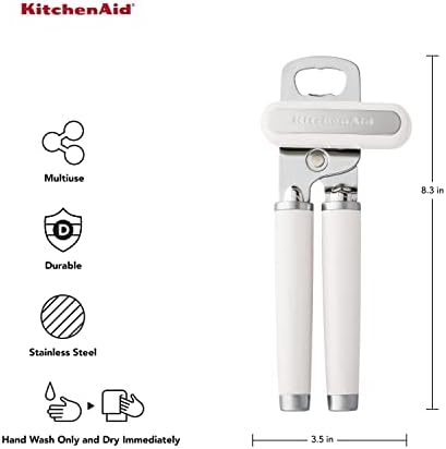 KitchenAid Classic Multifunction Can Opener and Bottle Opener Easy to Use, Razor Sharp Stainless Steel Cutting Wheel, Soft Ergonomic Handles, White 8.34-Inch (Pack of 12) - Image 2