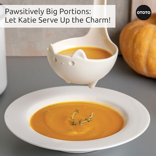 OTOTO Katie Cat Soup Ladle - Halloween Gifts Black, Gothic Gifts, Spooky Gift, Funny Kitchen Gadgets (Katie Cat, White) - Image 3