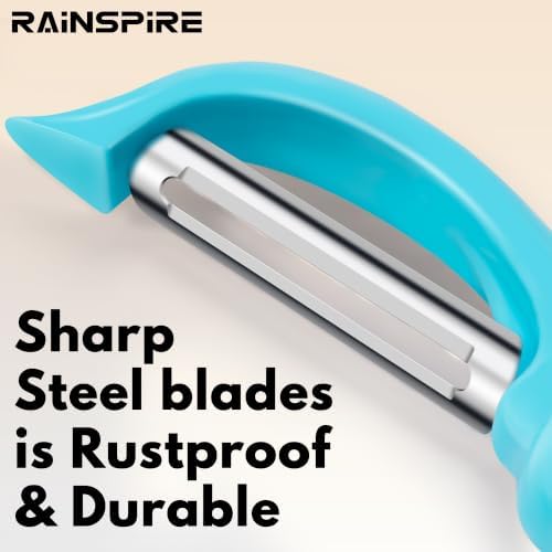 Rainspire Vegetable Peeler Potato Peelers for Kitchen, Sharp Stainless Steel Blades Veggie, Comfortable Handle Fruit Peeler, Carrot Peeler Apple Peeler Dishwasher Safe, Blue, 1-Pack - Image 3