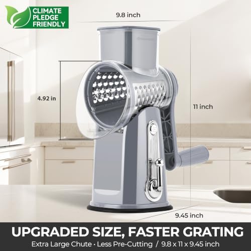 SUSTEAS Rotary Cheese Grater 5 Blades,Kitchen Mandoline Vegetable Slicer - Image 6