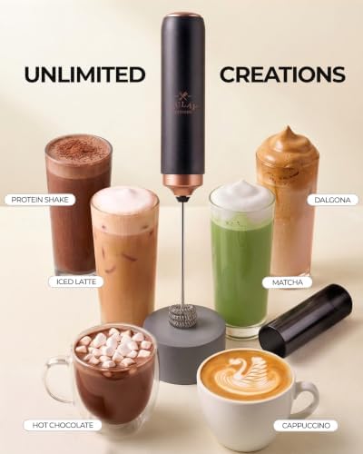 Zulay Kitchen Rechargeable Milk Frother Handheld - Triple Coil Whisk, Electric Coffee Frother, Portable Hand Frother Wand, Drink Mixer for Matcha, Lattes & Cappuccinos, Kitchen Gifts - Black Copper - Image 6