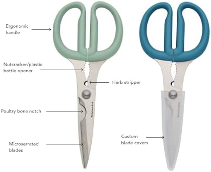 KitchenAid 2-Piece Multipurpose Shear Set, Versatile Scissors with Nutcracker, Bottle Opener, Ergonomic Handles with Protective Blade Covers - Image 6
