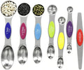Multicolor Magnetic Measuring Spoons Set with Leveler by BIDFUL