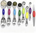 Magnetic Measuring Spoons Set Stainless Steel with Leveler, 8pcs Multicolors Measuring Cups Set for Baking, Measuring Cups and Spoon Set Kitchen Gadgets Apartment Essentials Fits in Spice Jars by BIDFUL