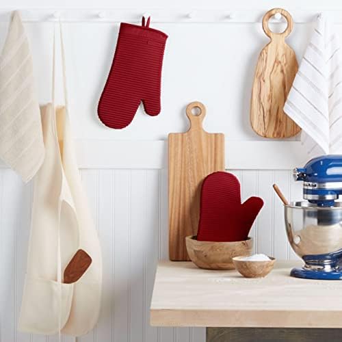 KITCHENAID Ribbed Soft Silicone Oven Mitt 2-Pack Set, 7.5"x13", Smoked Paprika - Image 2