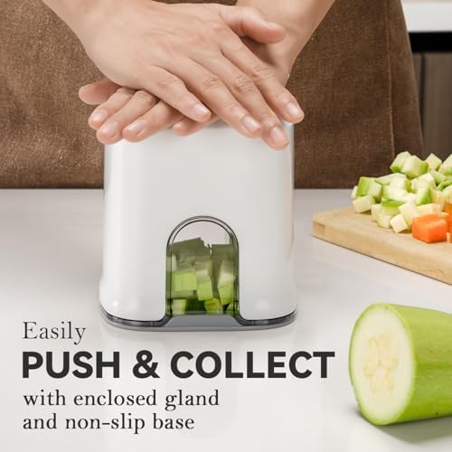 KEOUKE Multifunctional Vegetable Chopper White - 3 Interchangeable Blades Potato French Fry Cutter with Container & Storage Box Food Chopper Dicer for Cucumber, Tomato, Carrot, Onion - Image 4