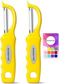 Rainspire Vegetable Peeler Potato Peelers for Kitchen, Sharp Stainless Steel Blades Veggie, Comfortable Handle Fruit Peeler, Carrot Peeler Apple Peeler Dishwasher Safe, Yellow, 2-Pack by Rainspire