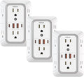 3 Pack Surge Protector Outlet Extender, 6 Outlet Splitter with 4 USB Ports (2 USB C), Multi Plug Wall Outlet 1050J Power Strip, USB Wall Charger for Home Office Kitchen Travel-ETL by JcBlaon