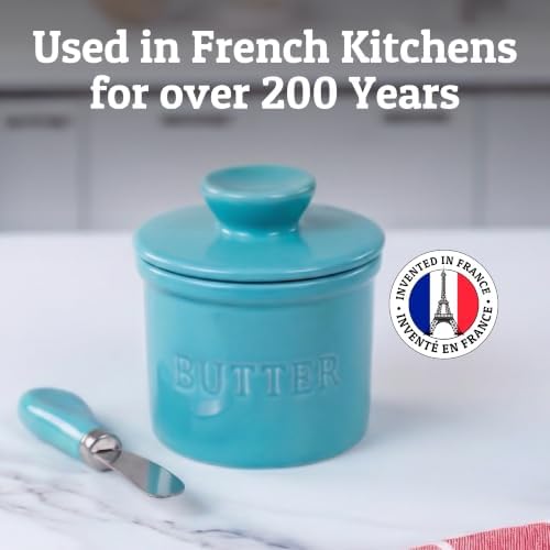 Priority Chef Large Butter Crock with Lid with Water Line, Ceramic French Butter Dish to Leave On Counter, Turquoise - Image 6