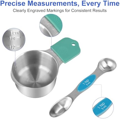 Magnetic Measuring Cups and Spoons Set-Heavy Duty 304 Stainless Steel Cups - Image 3