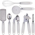 COOK WITH COLOR Kitchen Gadget Set Stainless Steel Utensils with Soft Touch Handles, 7 Pieces, Stainless Steel White by CookwithColor