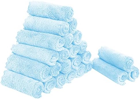 Sunny zzzZZ 24 Pack Kitchen Dishcloths - Does Not Shed Fluff - Reusable Dish Towels, Dish Cloths, Super Absorbent Coral Fleece Cleaning Cloths, Washable Fast Drying, 10 x 10 Inch (Aquamarine) by Sunny+zzzZZ