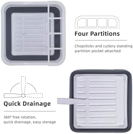 THANSTAR Collapsible Dish Drying Rack for RV Campers Portable Dinnerware Drainer Organizer for Kitchen Travel Trailer - Image 3