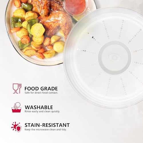 WVM Microwave Splatter Cover Vented for Food with Hook Hole, Splatter Guard & Colander Kitchen Gadget for Food, Meal Prep, Clear, M(11"x3.26")-Pack of 2 - Image 3