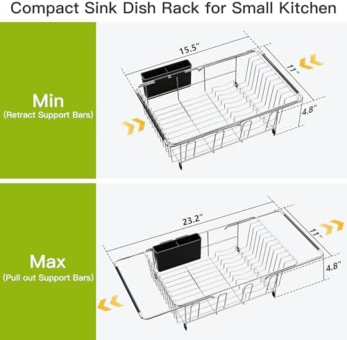 JASIWAY Dish Drying Rack in Sink, Dish Drainer with Cup and Utensil Holder - Image 4