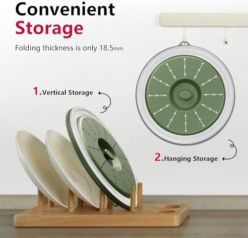 WVM Microwave Splatter Cover Vented for Food with Hook Hole, Splatter Guard & Colander Kitchen Gadget for Food, Meal Prep, Green, M(11"x3.26")-Pack of 1 - Image 4