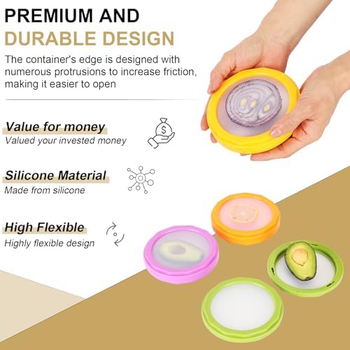 Winb Reusable Avocado Saver & Onion Storage, 4Pcs Silicone Produce Holders - Image 5