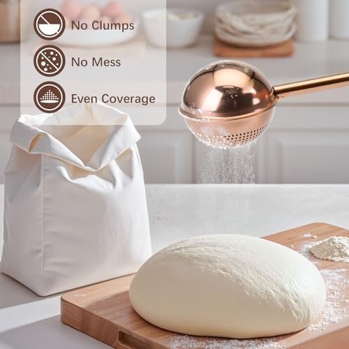 HULISEN Flour Duster, 304 Stainless Steel Flour Sifter for Baking, Brown - Image 2