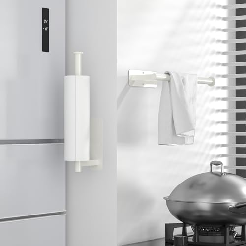 ASTOFLI Paper Towel Holder Under Cabinet No Drilling, Self Adhesive Paper Towel Holder Wall Mount for Kitchen Rack, Under Counter Napin Holder No Drill, RV, 304 Stainless Steel, White - Image 6